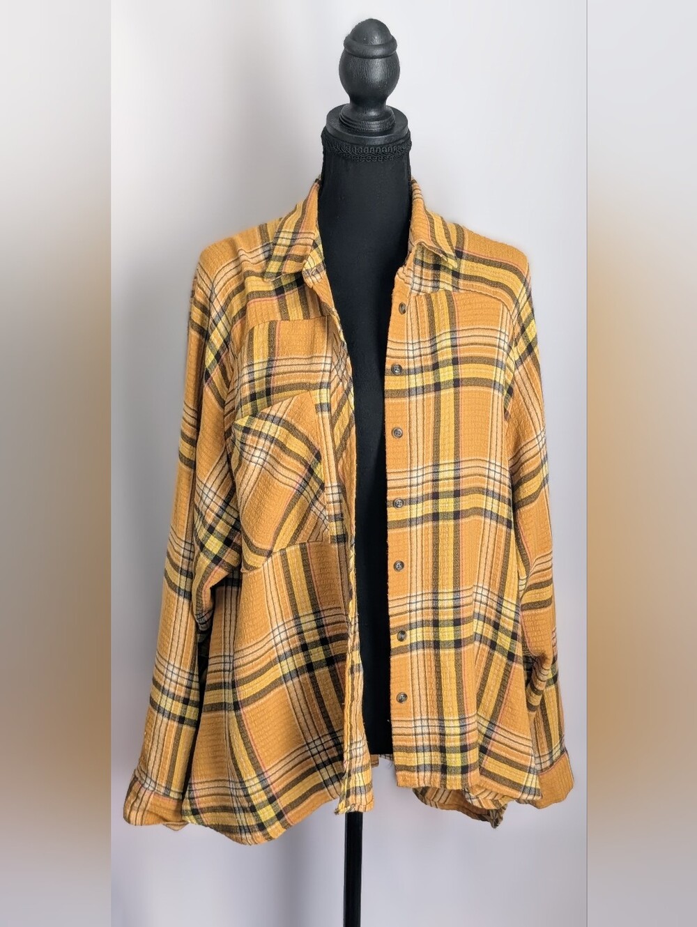BDG Urban Outfitters Mustard Plaid Oversized Flannel Shirt XS